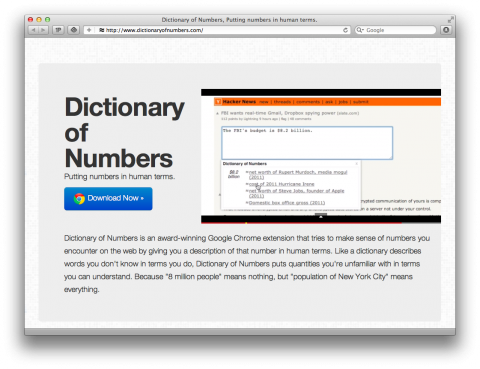 Dictionary of Numbers