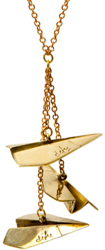 dangling paper airplanes necklace 