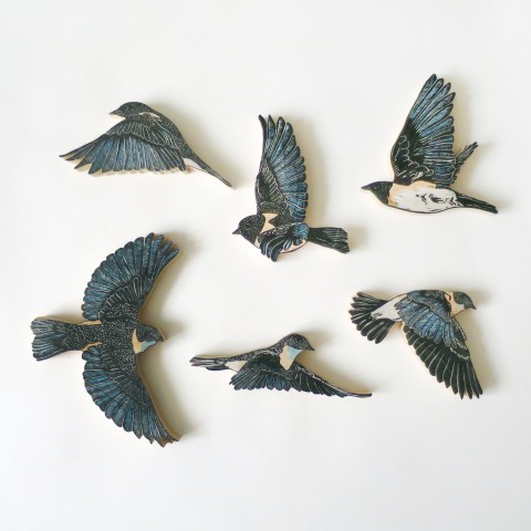 eastern blue bird woodcut sculpture print