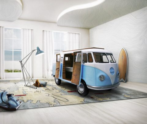 VW bus inspired kids bed