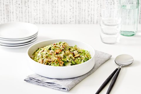 Recipe: Shaved Brussels Sprouts with Sautéed Shallots