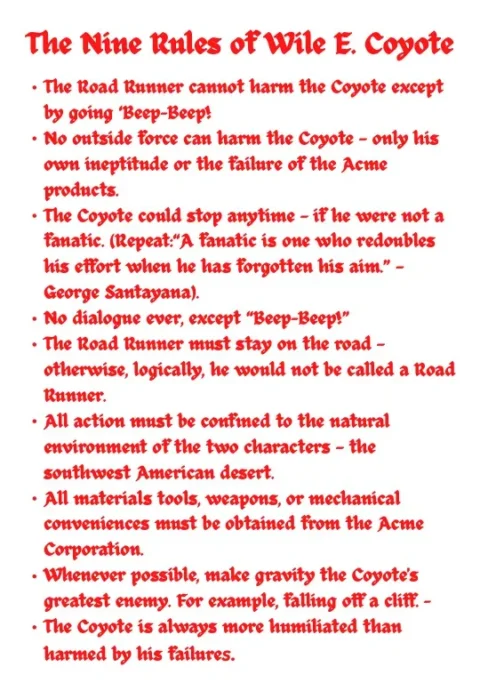 Sembilan Aturan Wile E. Coyote